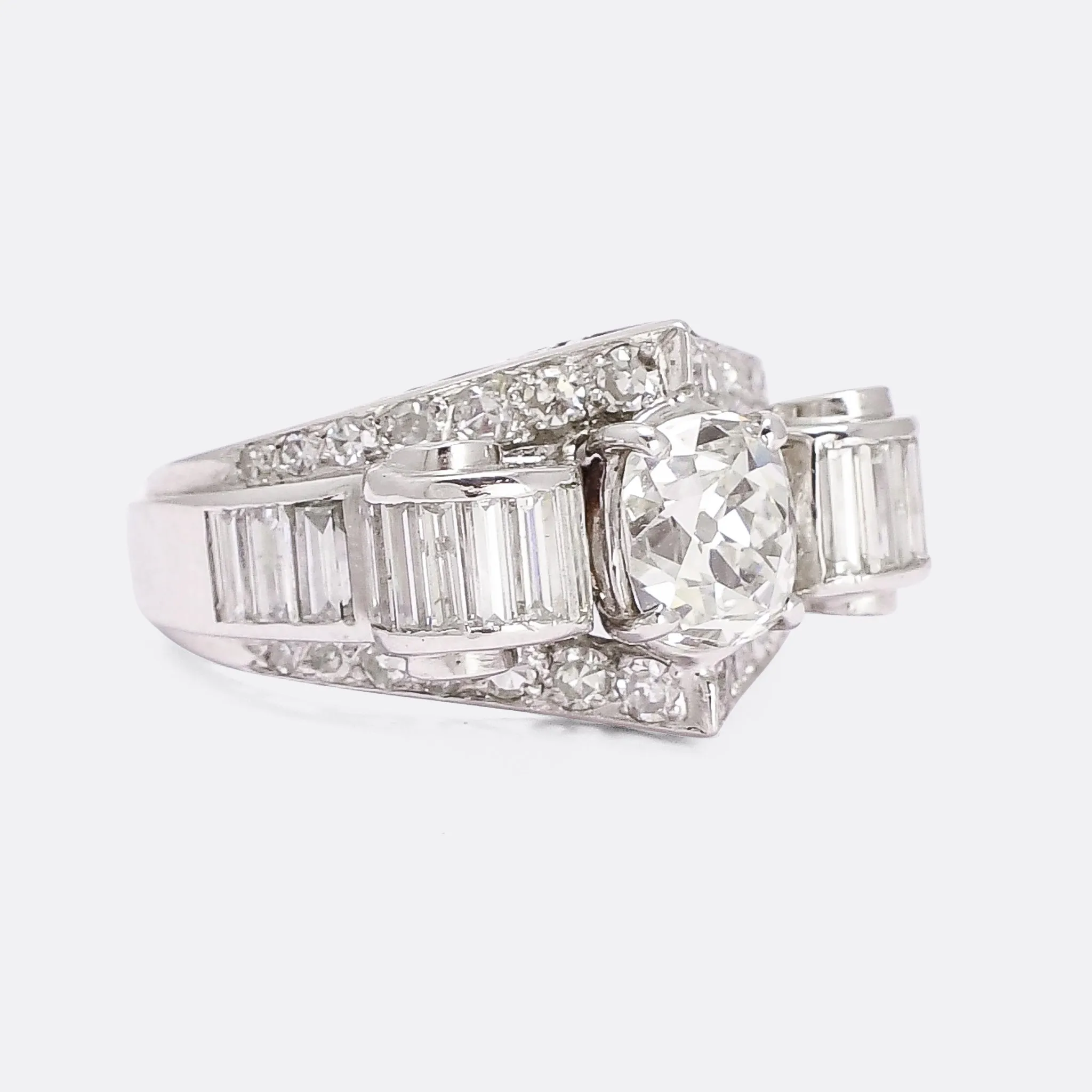 1940s Retro 5.5ct Diamond Cocktail Ring