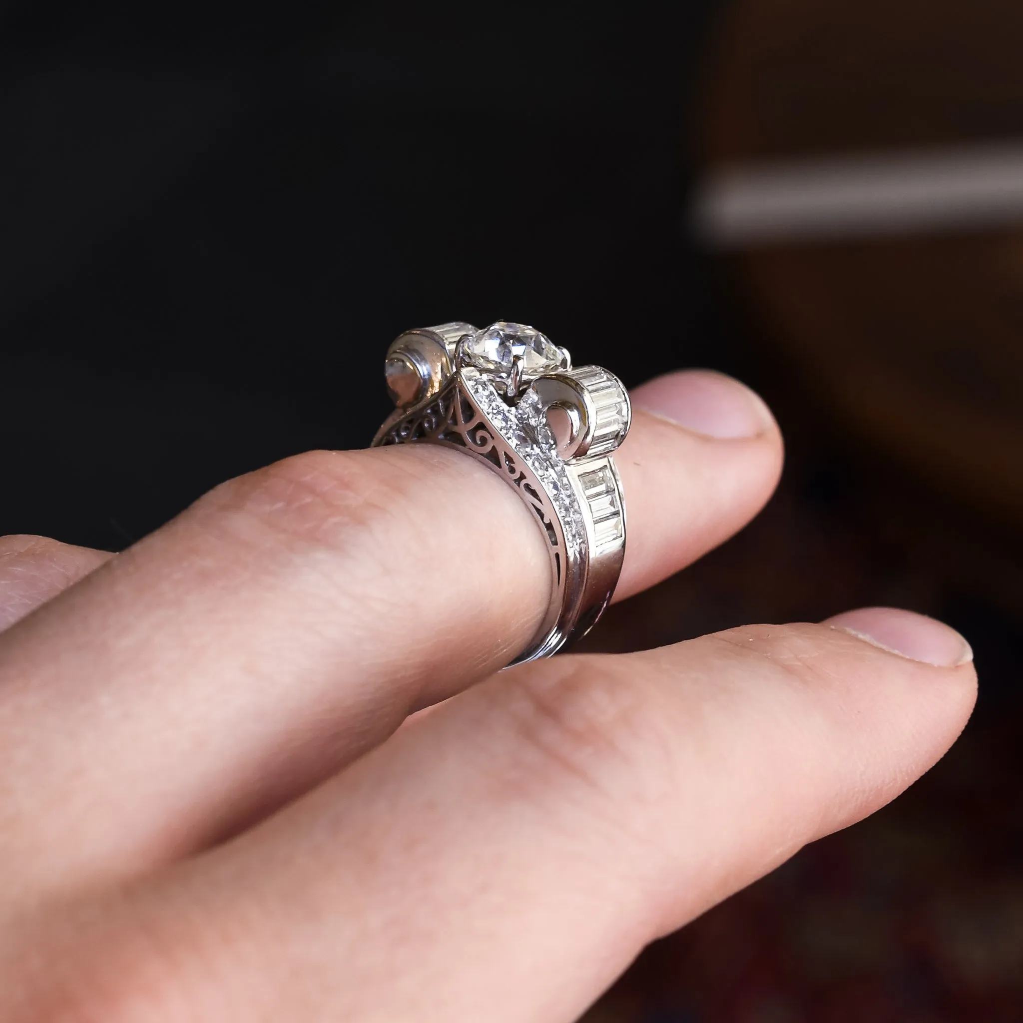 1940s Retro 5.5ct Diamond Cocktail Ring