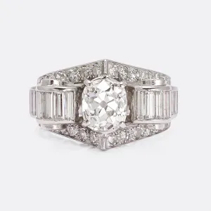 1940s Retro 5.5ct Diamond Cocktail Ring