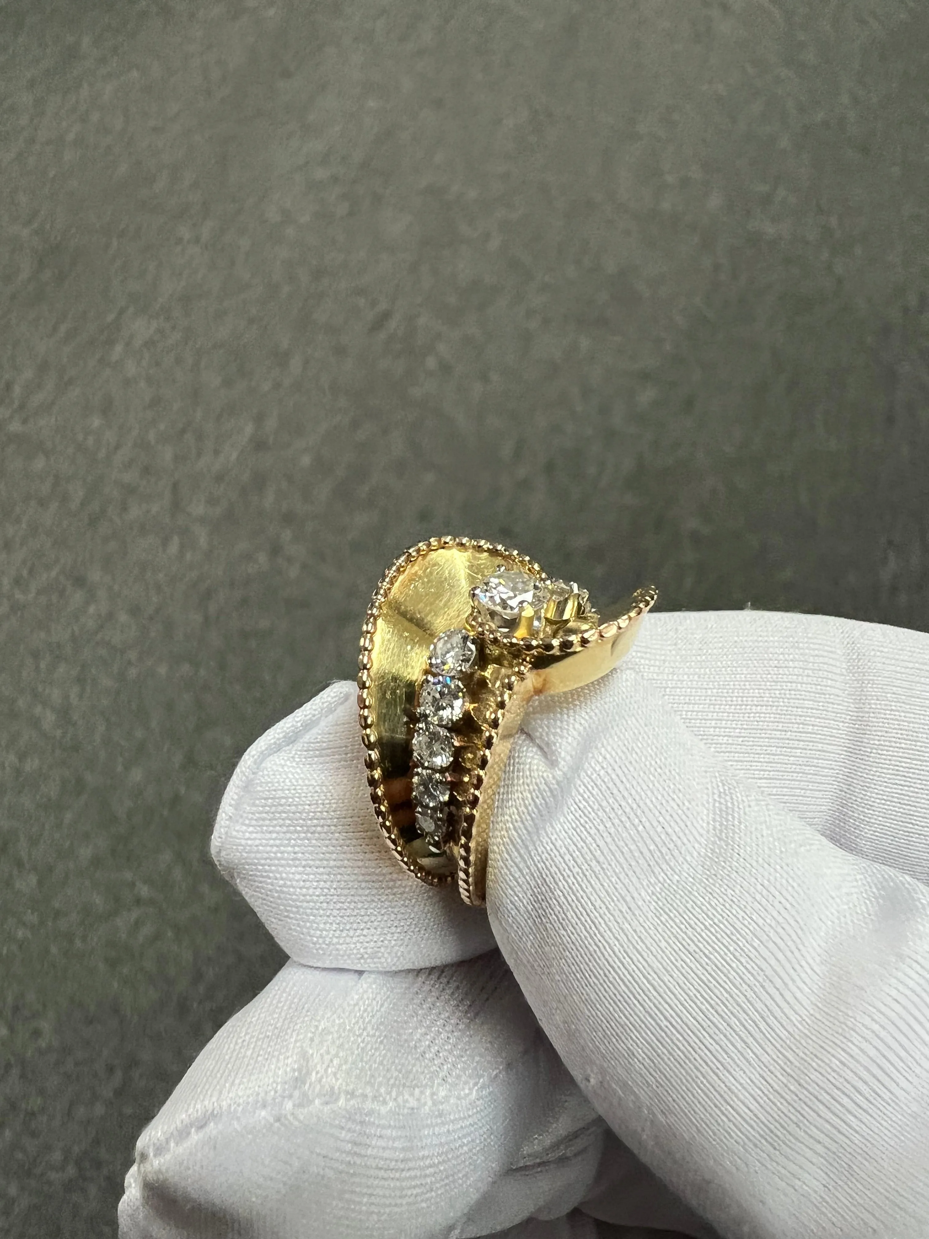 1940s Retro Diamond 18k Pink And Yellow Gold Ring