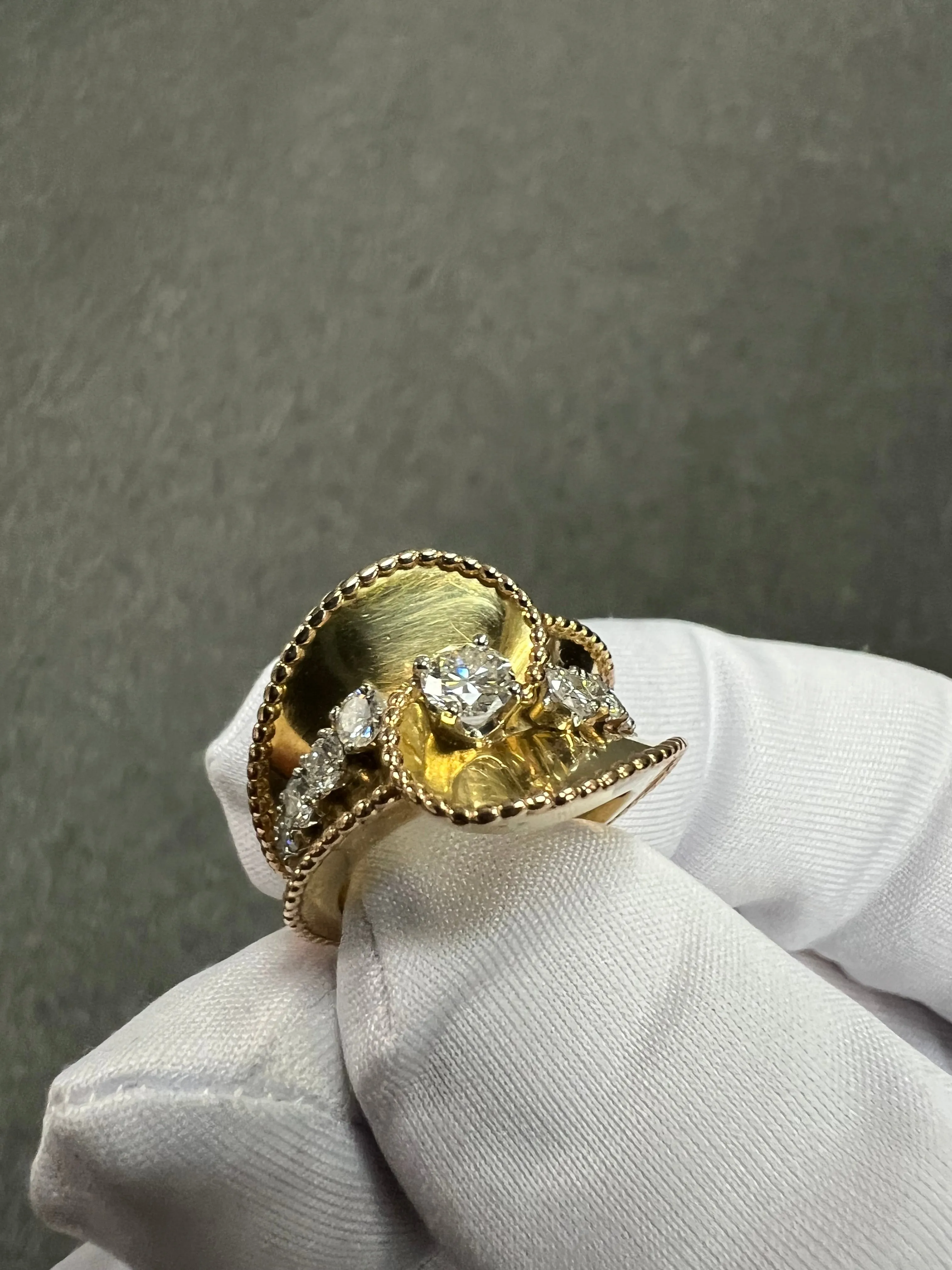 1940s Retro Diamond 18k Pink And Yellow Gold Ring
