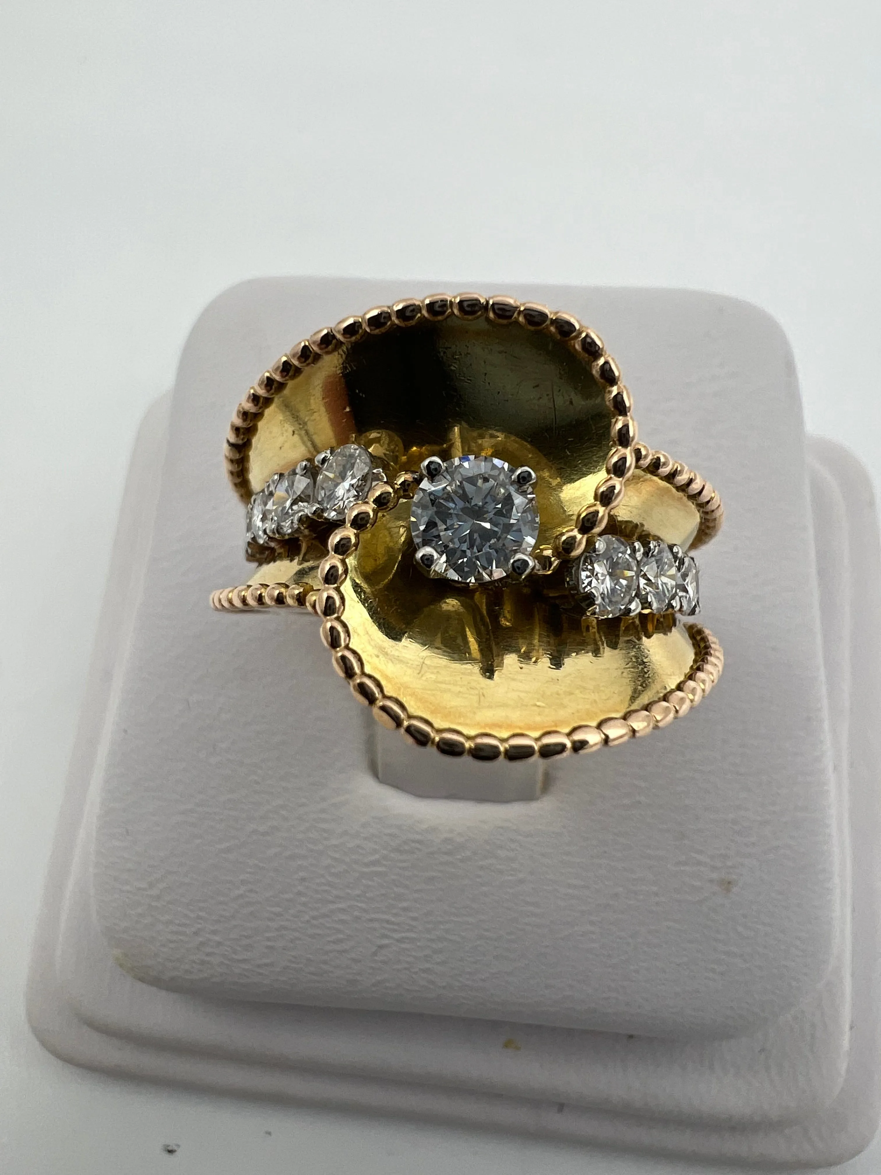 1940s Retro Diamond 18k Pink And Yellow Gold Ring