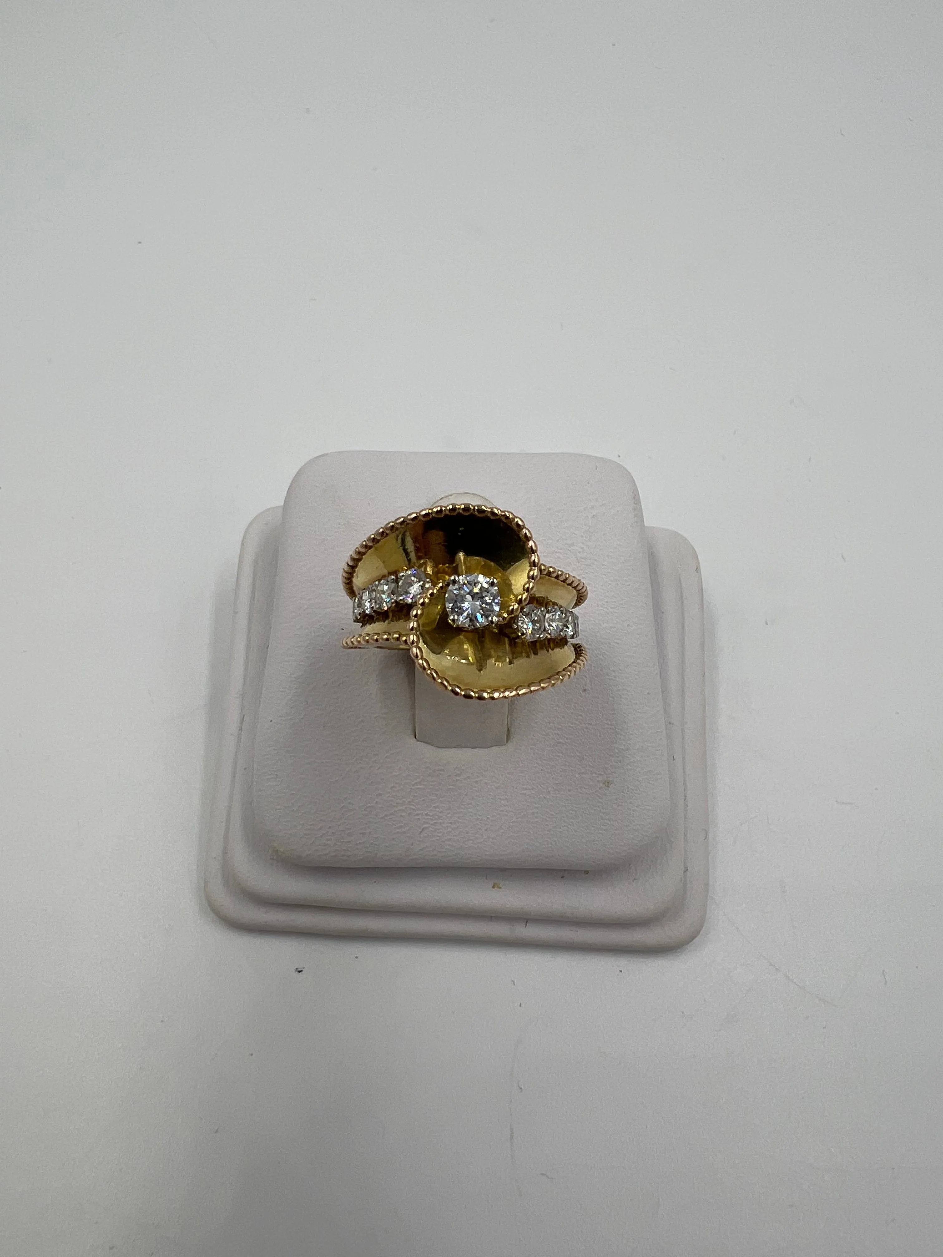 1940s Retro Diamond 18k Pink And Yellow Gold Ring