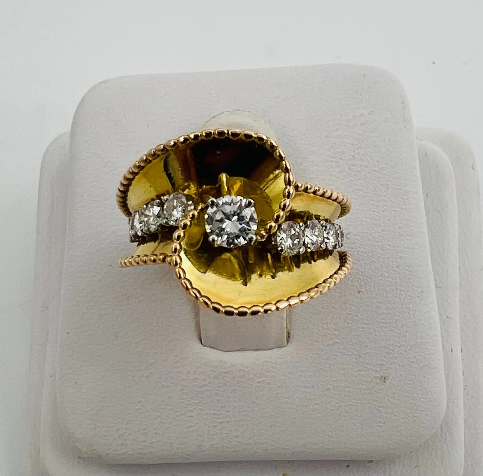 1940s Retro Diamond 18k Pink And Yellow Gold Ring