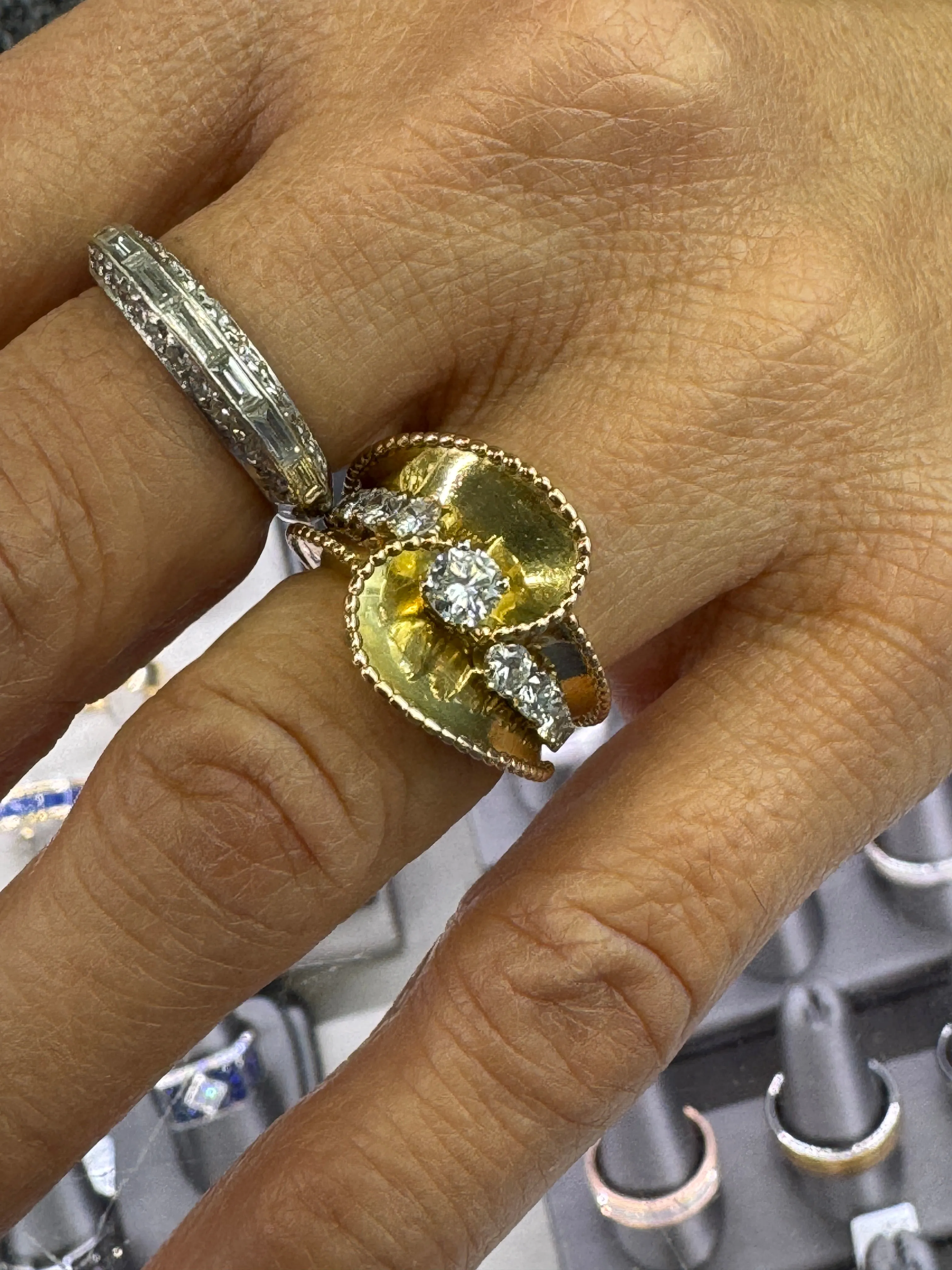 1940s Retro Diamond 18k Pink And Yellow Gold Ring