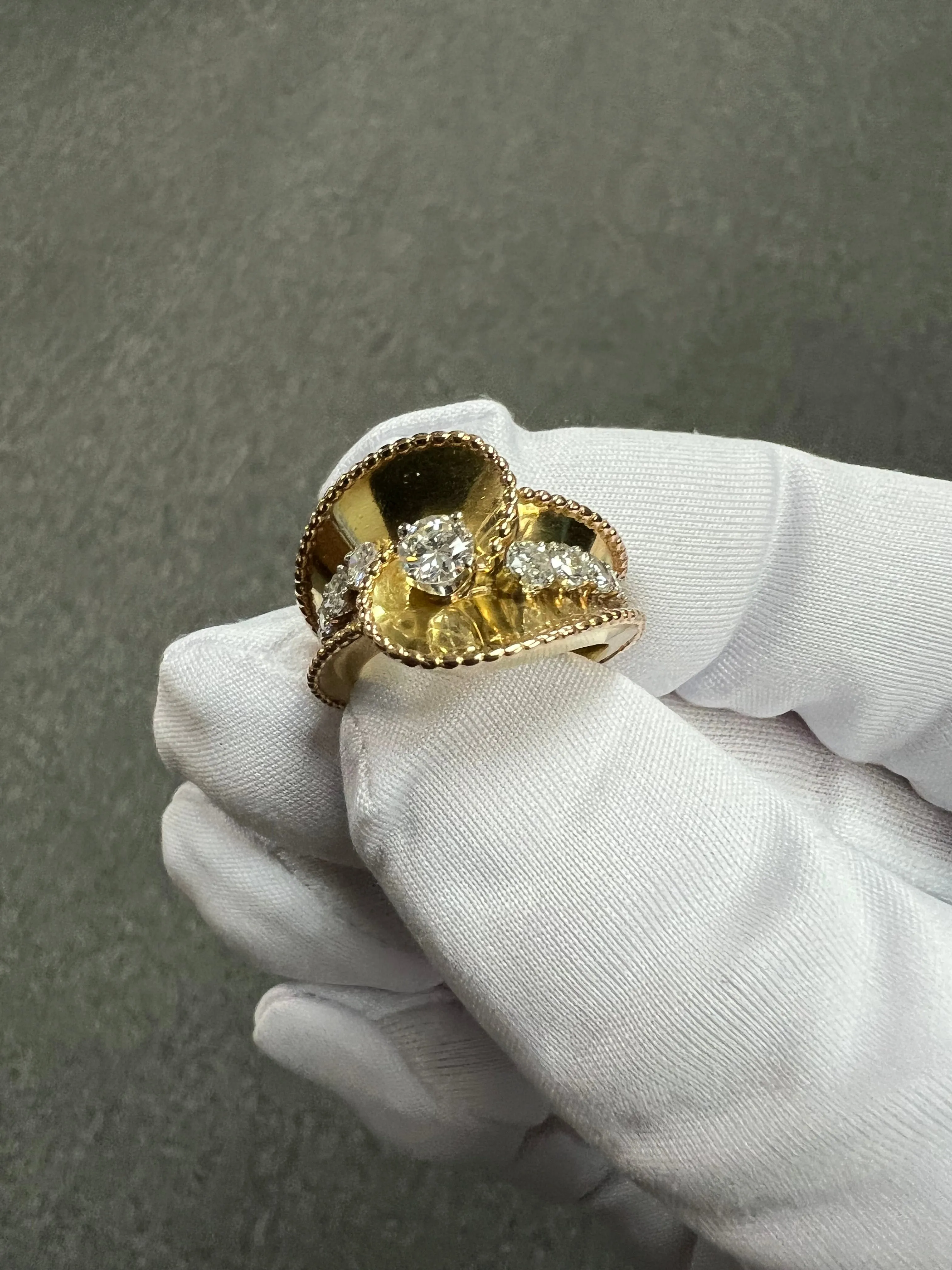 1940s Retro Diamond 18k Pink And Yellow Gold Ring