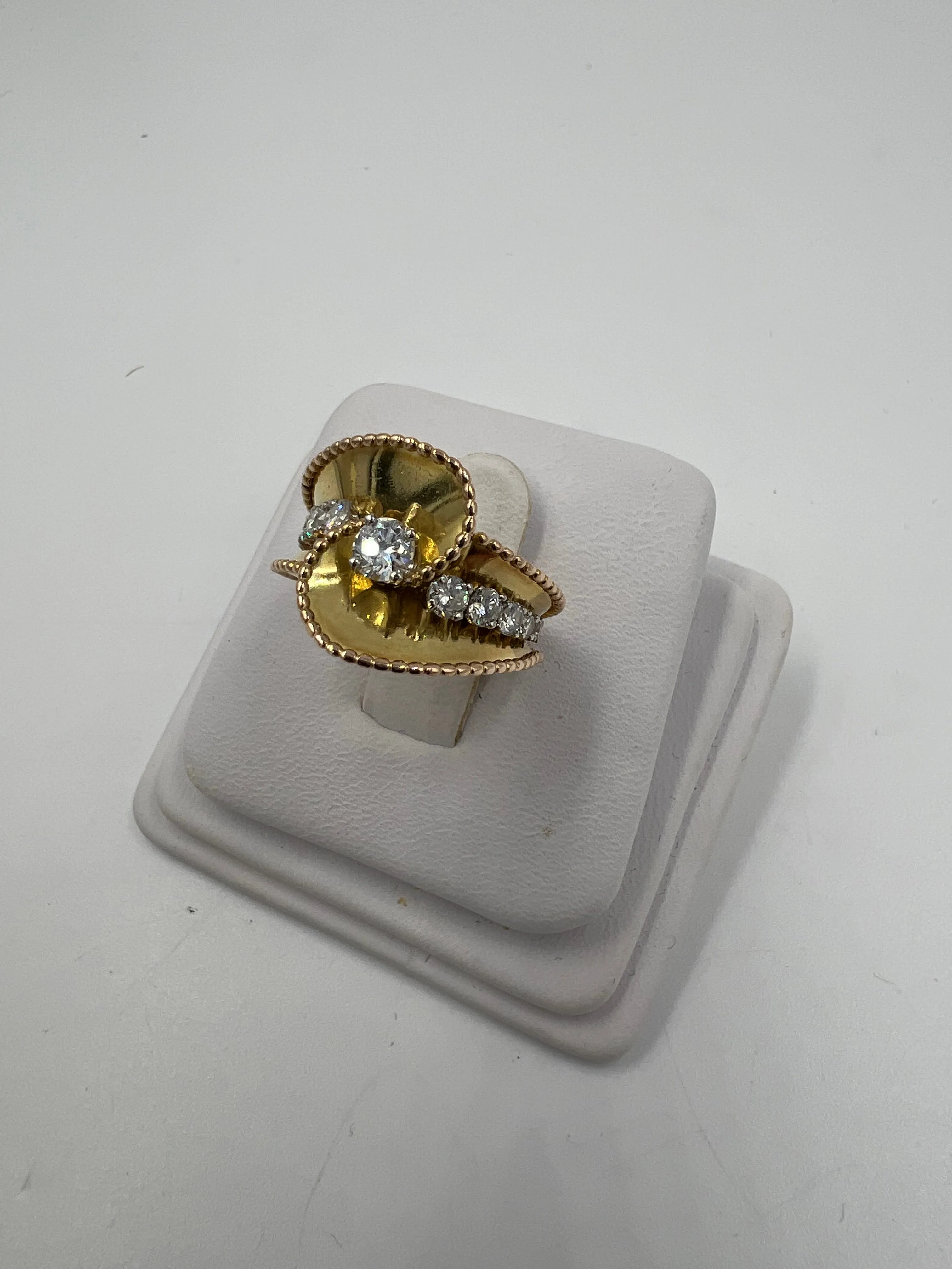 1940s Retro Diamond 18k Pink And Yellow Gold Ring
