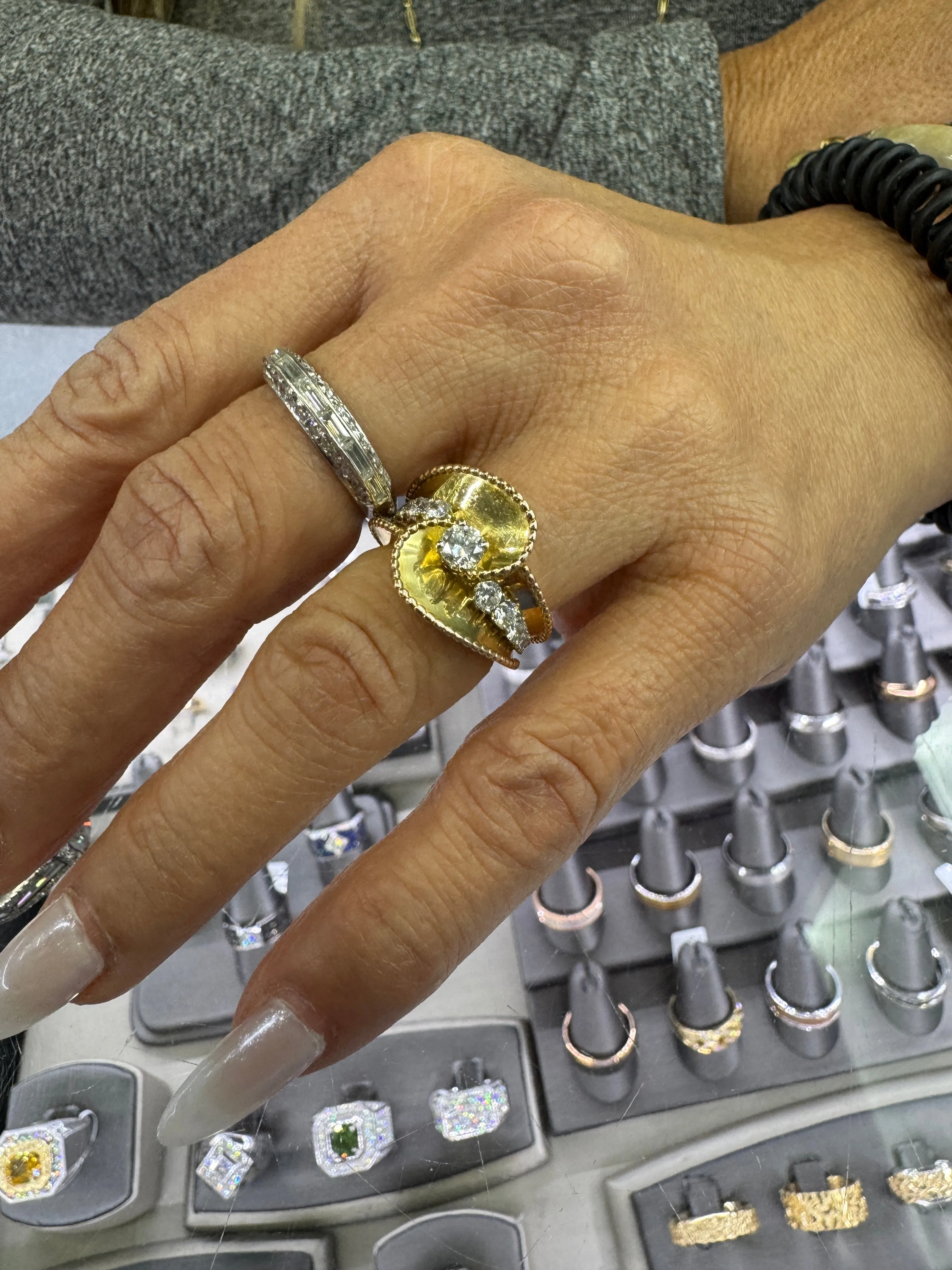 1940s Retro Diamond 18k Pink And Yellow Gold Ring