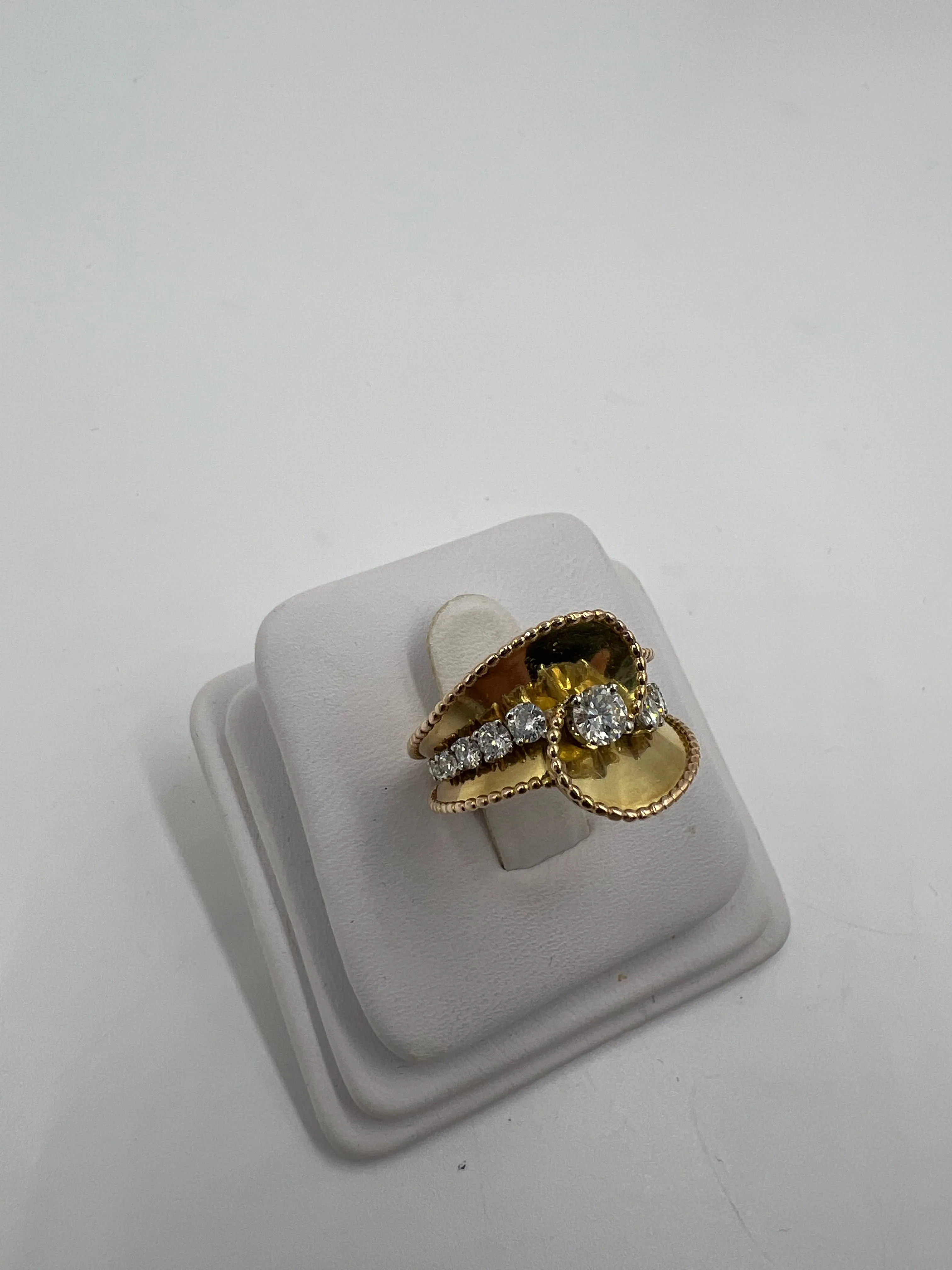 1940s Retro Diamond 18k Pink And Yellow Gold Ring