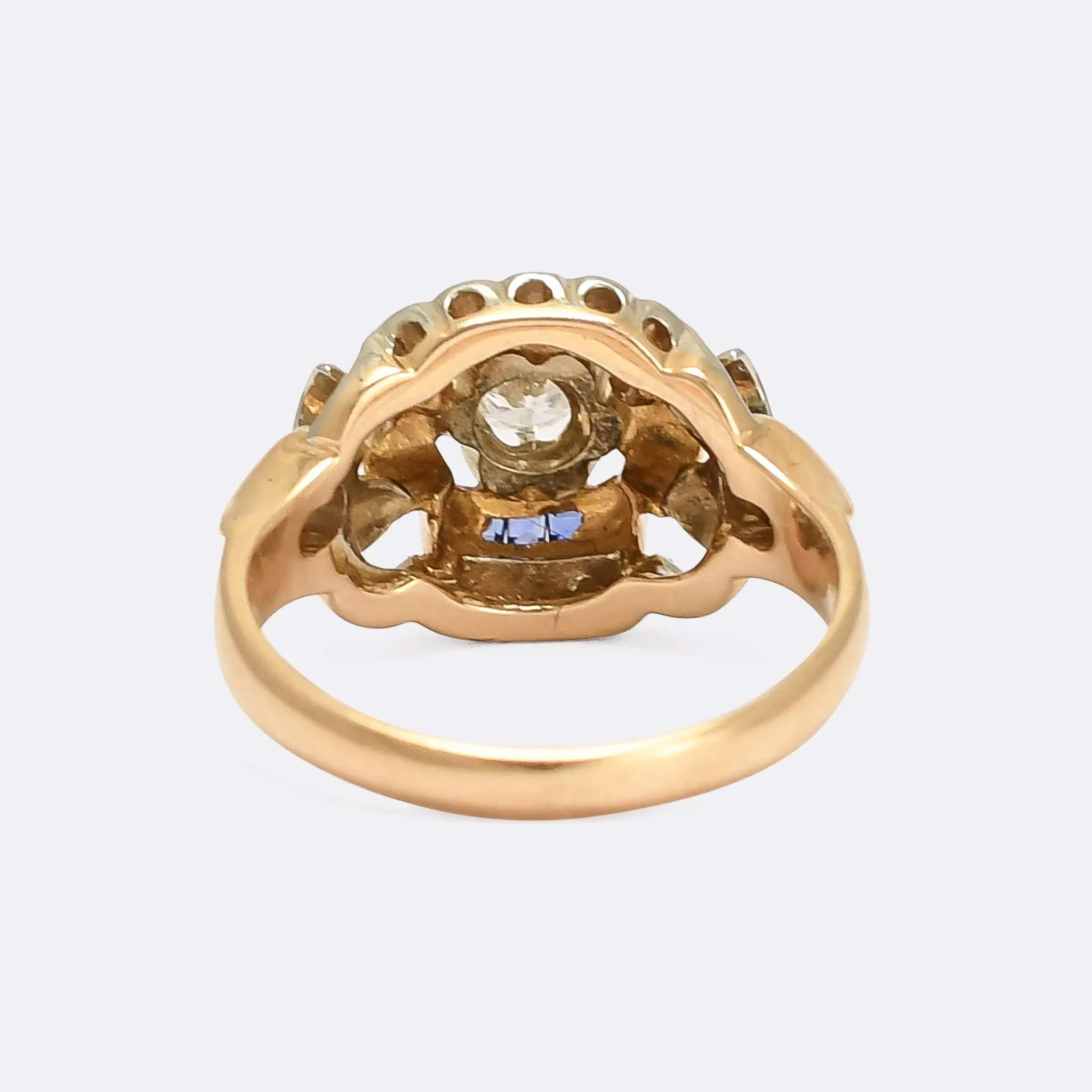 1940s Retro Diamond & Sapphire Cocktail Ring