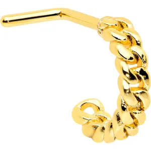 20 Gauge 1/4 Gold Tone Loving Links Faux Hoop L Shaped Nose Ring