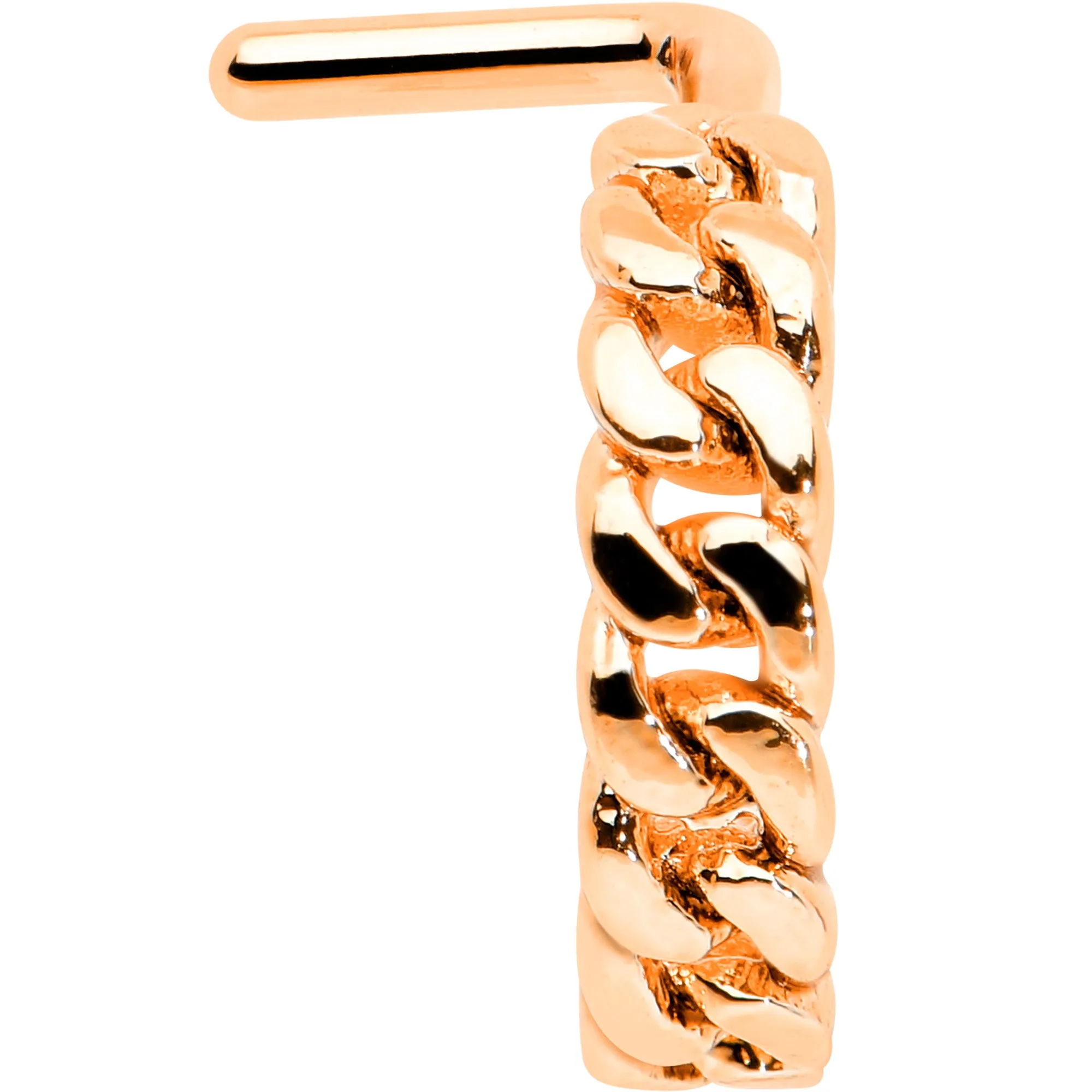 20 Gauge 1/4 Rose Gold Tone Loving Links Faux Hoop L Shaped Nose Ring