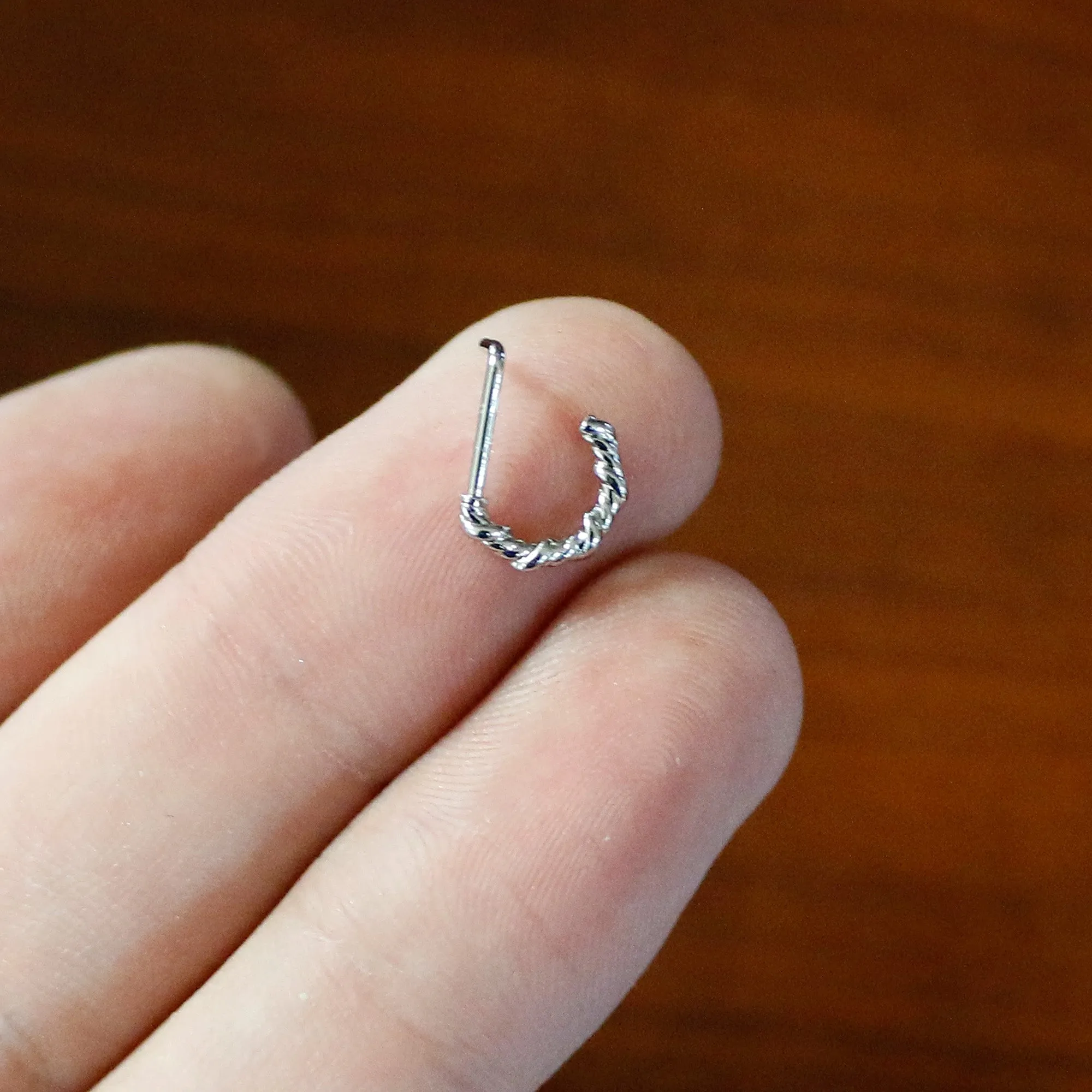 20 Gauge 1/4 Wicked Wire Faux Hoop L Shape Nose Ring
