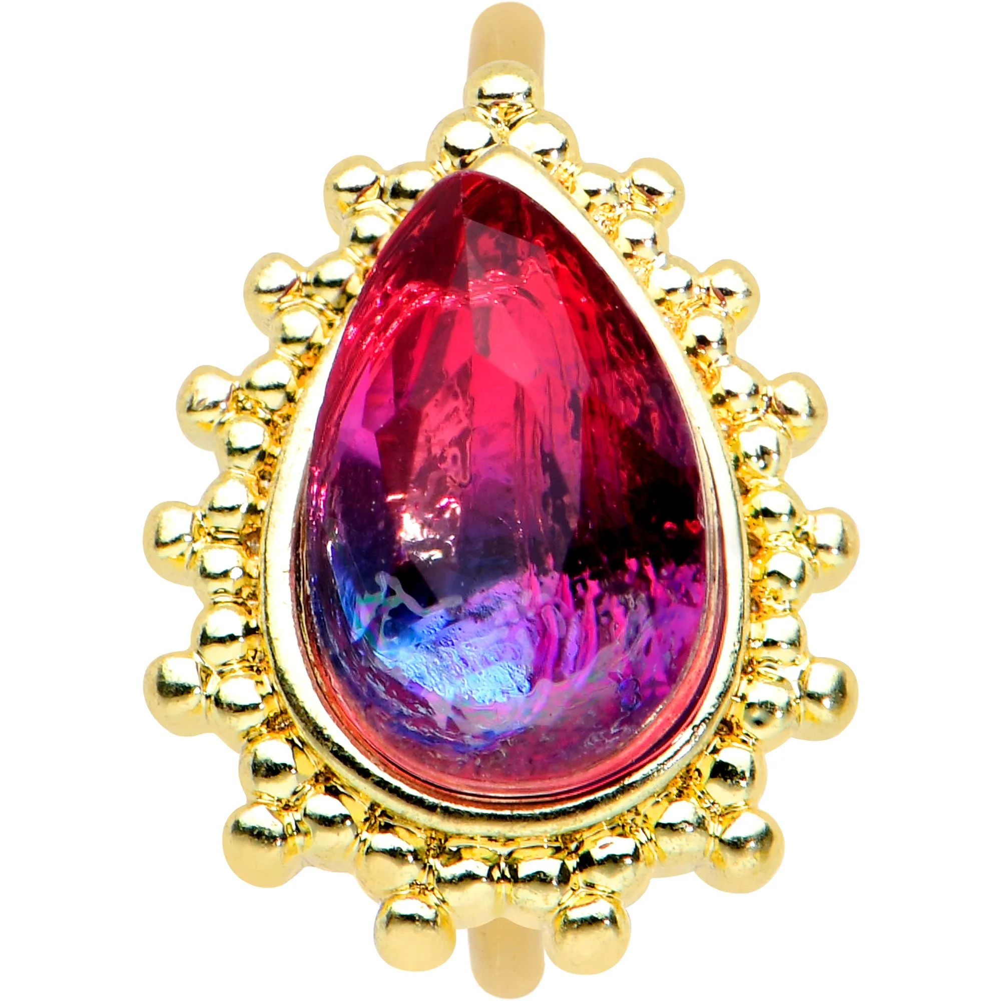 20 Gauge 5/16 Purple Tourmaline Gold Tone Drop Nose Hoop