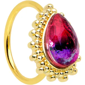 20 Gauge 5/16 Purple Tourmaline Gold Tone Drop Nose Hoop