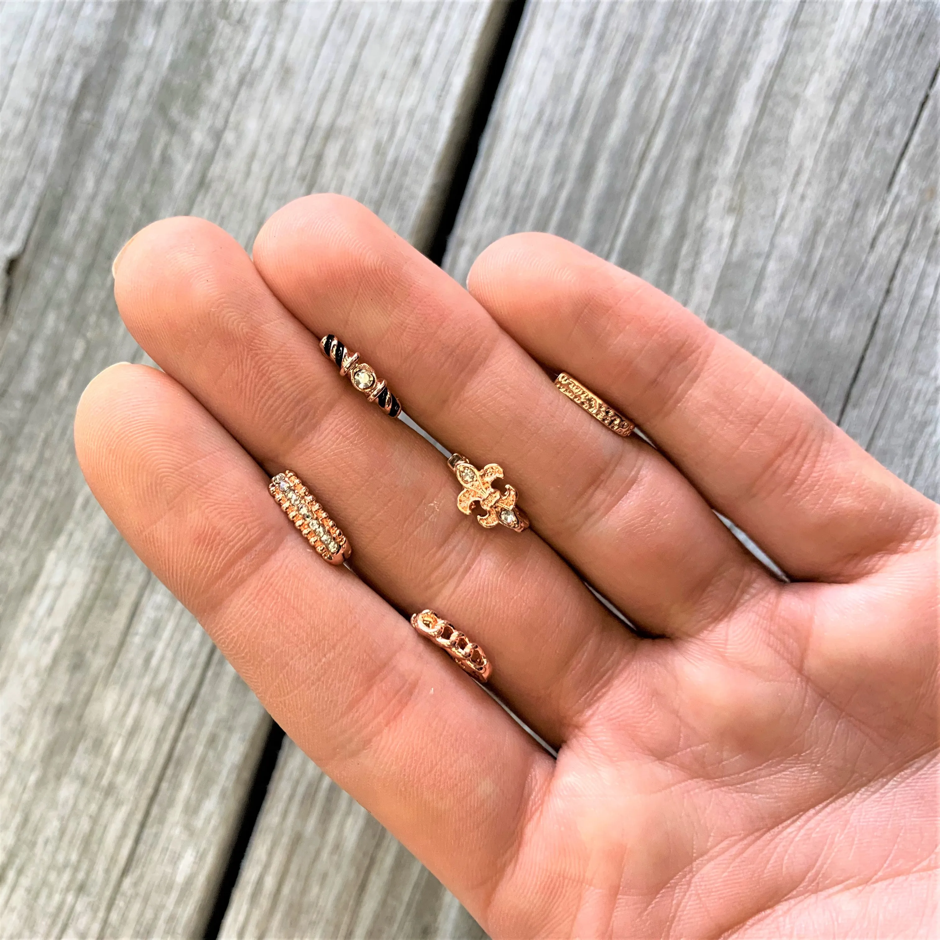 20 Gauge 5/16 Rose Gold Tone Dainty Dots Faux Hoop L Shaped Nose Ring