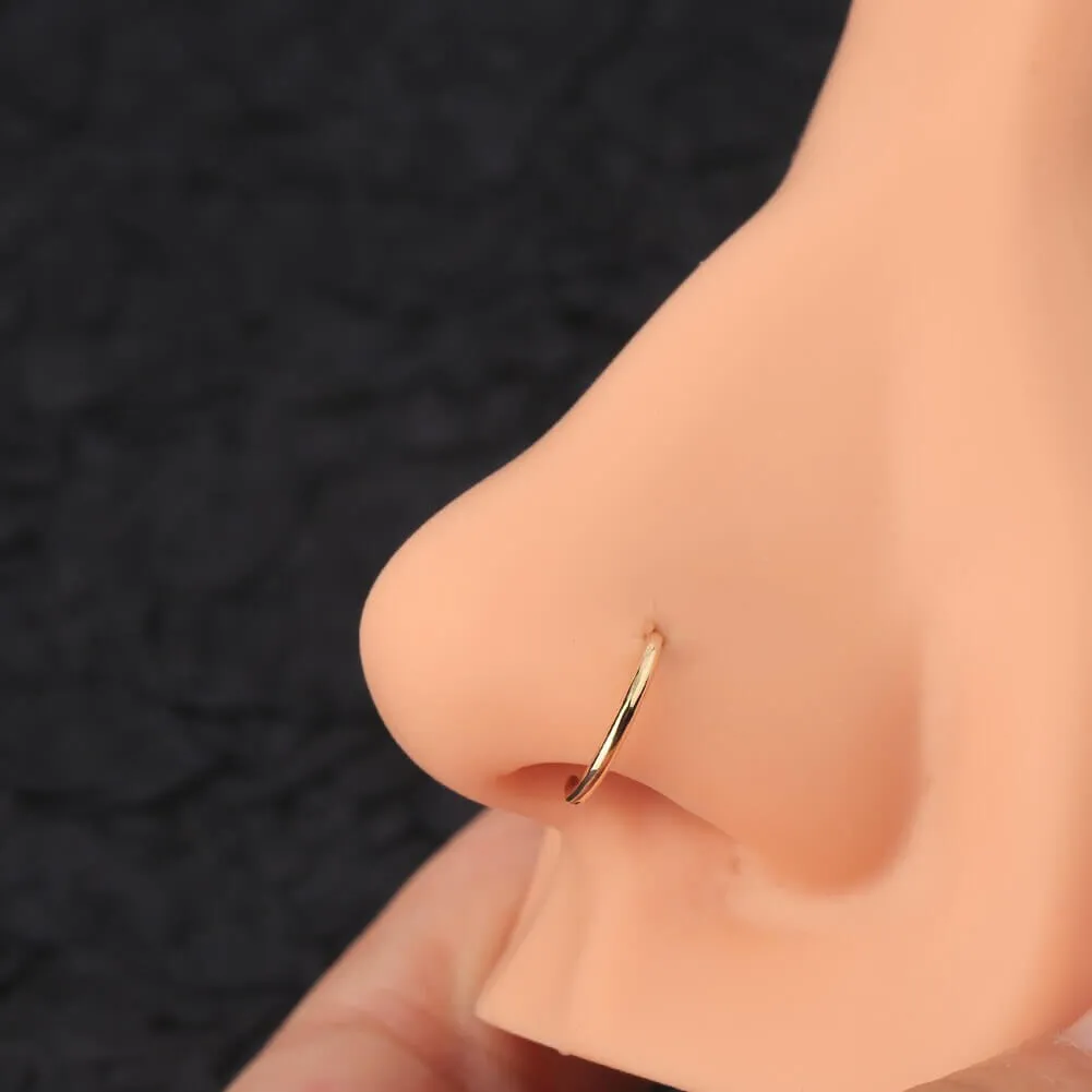 20G Nose Ring Half Hoop 14K Solid Gold Nose Ring