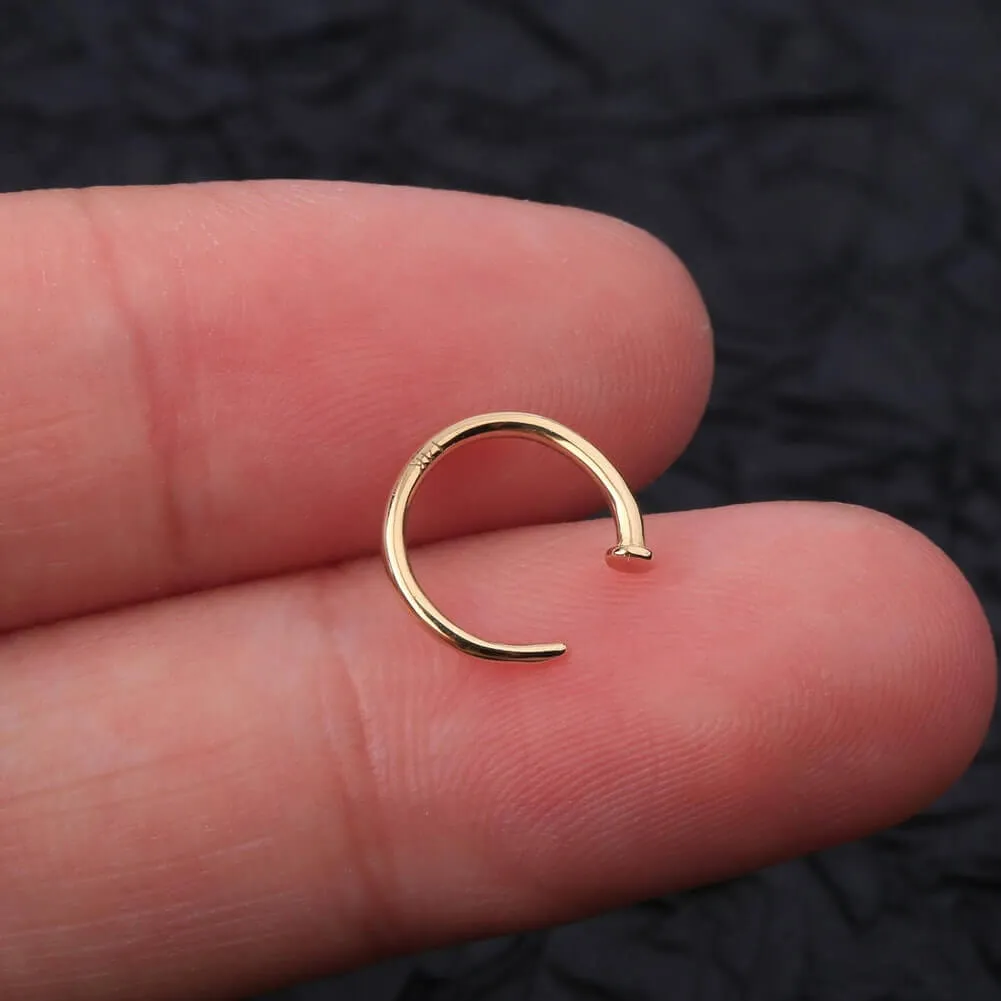 20G Nose Ring Half Hoop 14K Solid Gold Nose Ring