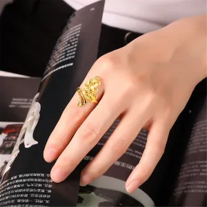 24K Gold-Plated Peacock Filigree Bypass Ring