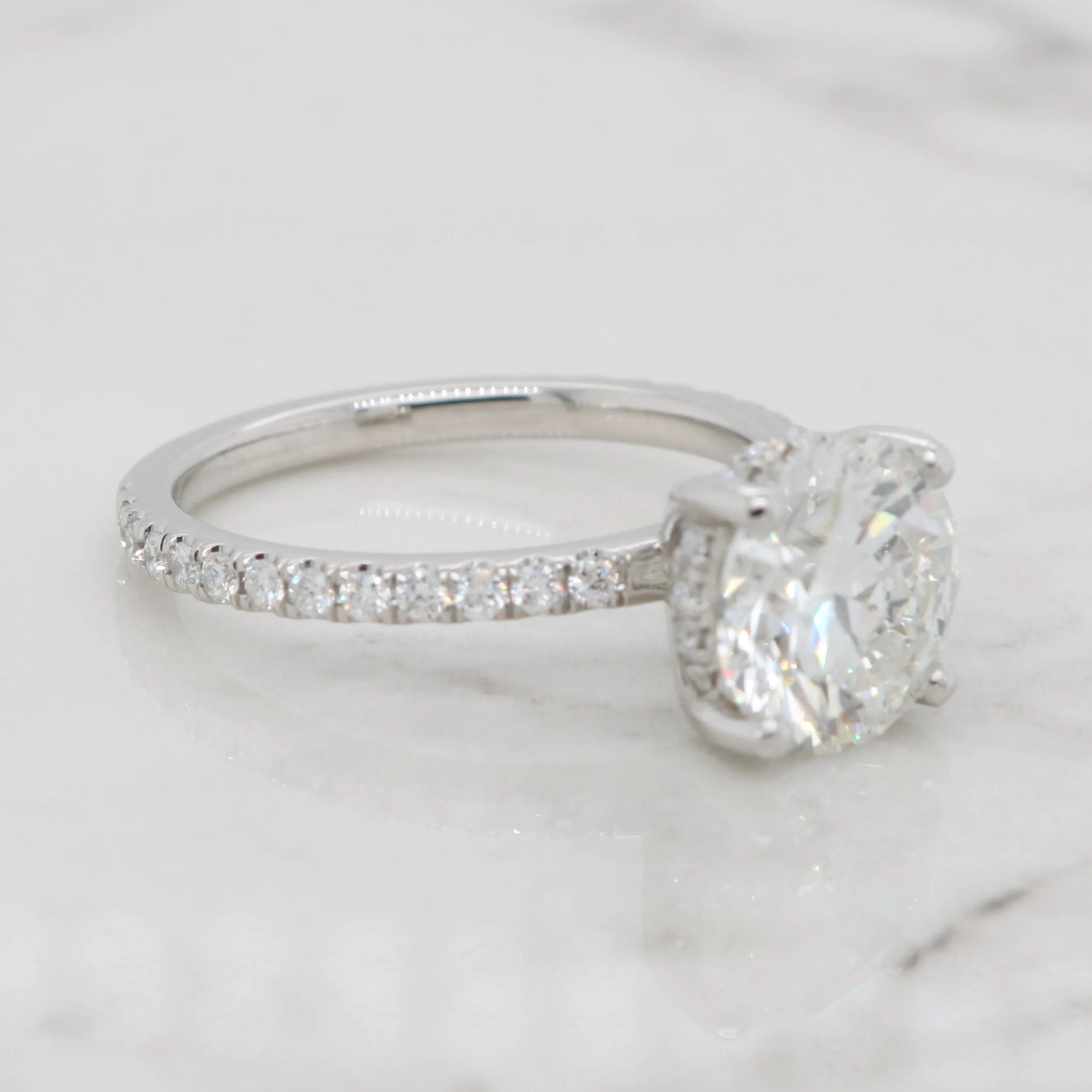 2ct Round Dainty Pave Band with Hidden Halo Engagement Ring
