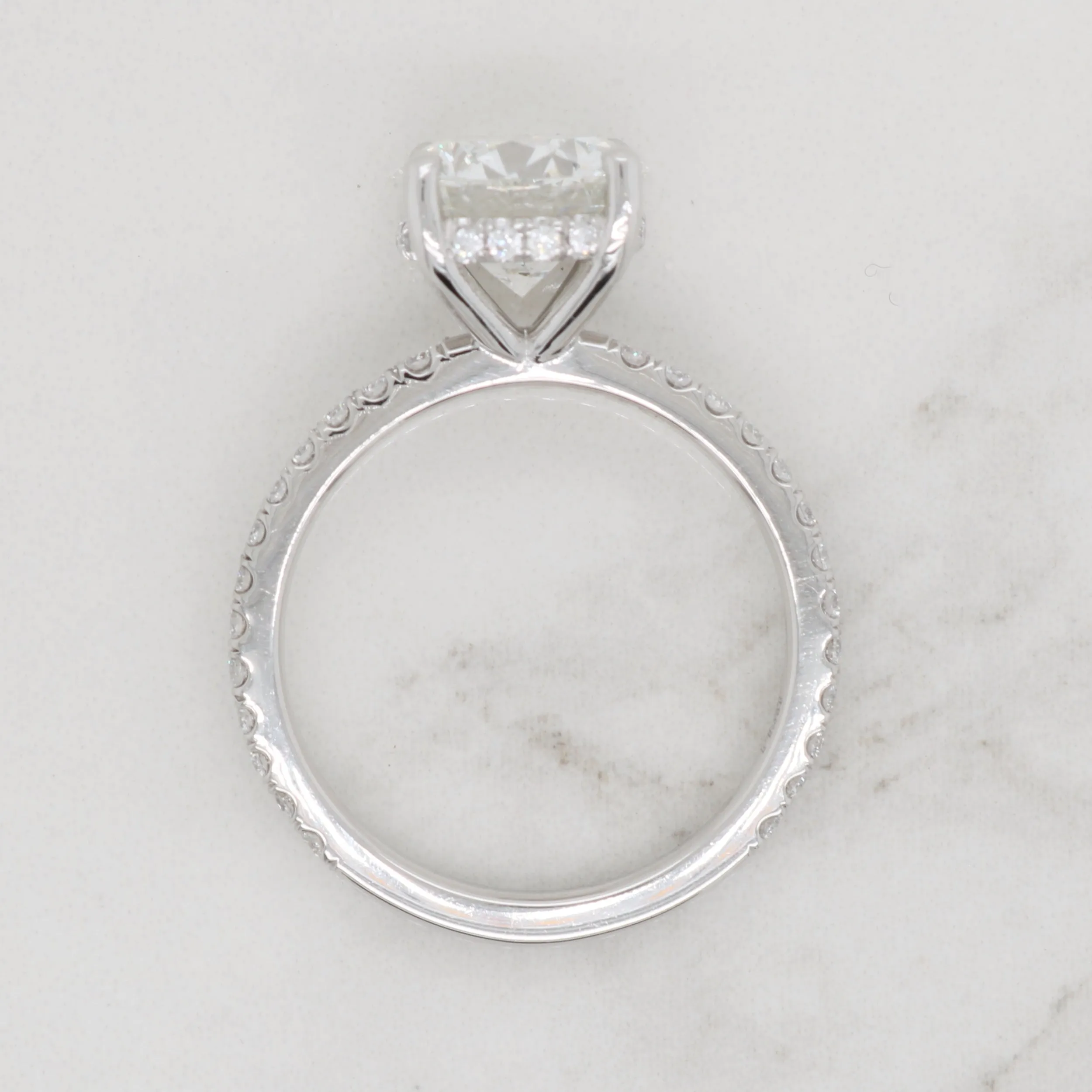 2ct Round Dainty Pave Band with Hidden Halo Engagement Ring