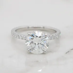 2ct Round Dainty Pave Band with Hidden Halo Engagement Ring