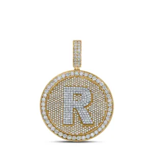 3 3/4CTW-DIA NK INITIAL "R" HONEY COMB MENS CHARM