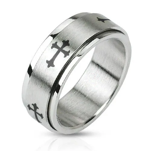 316L Stainless Steel Celtic Cross Center Spinner Ring