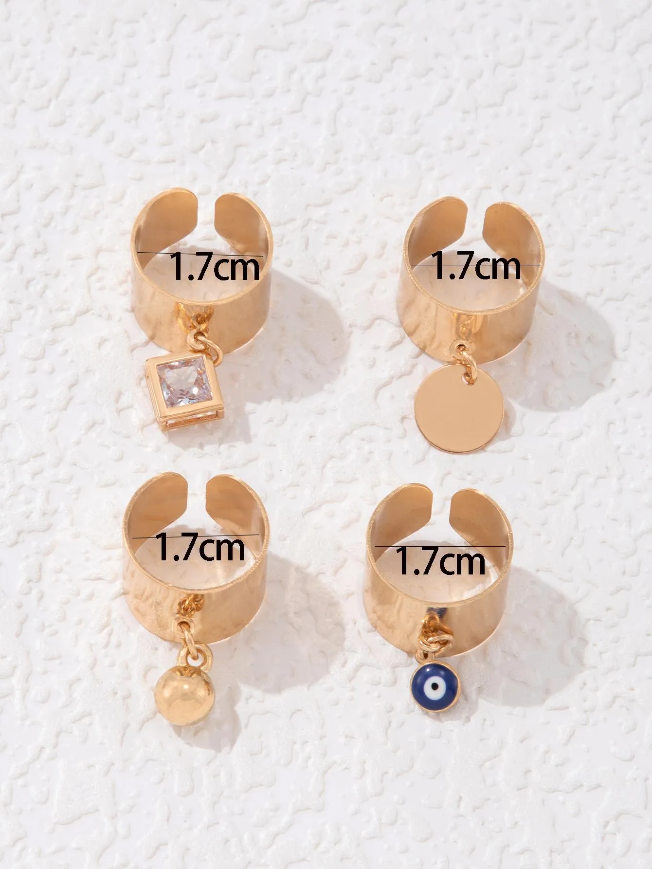 4pcs/set Creative Disc Pendant Open Ring - Gold - FD ⚡