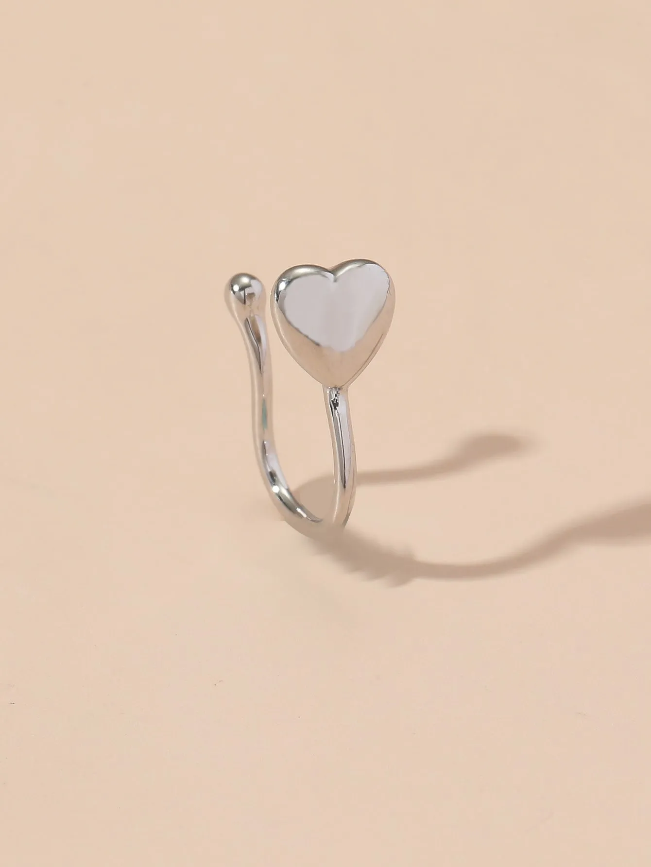 5pcs Leaf & Heart Decor Nose Cuff - Silver