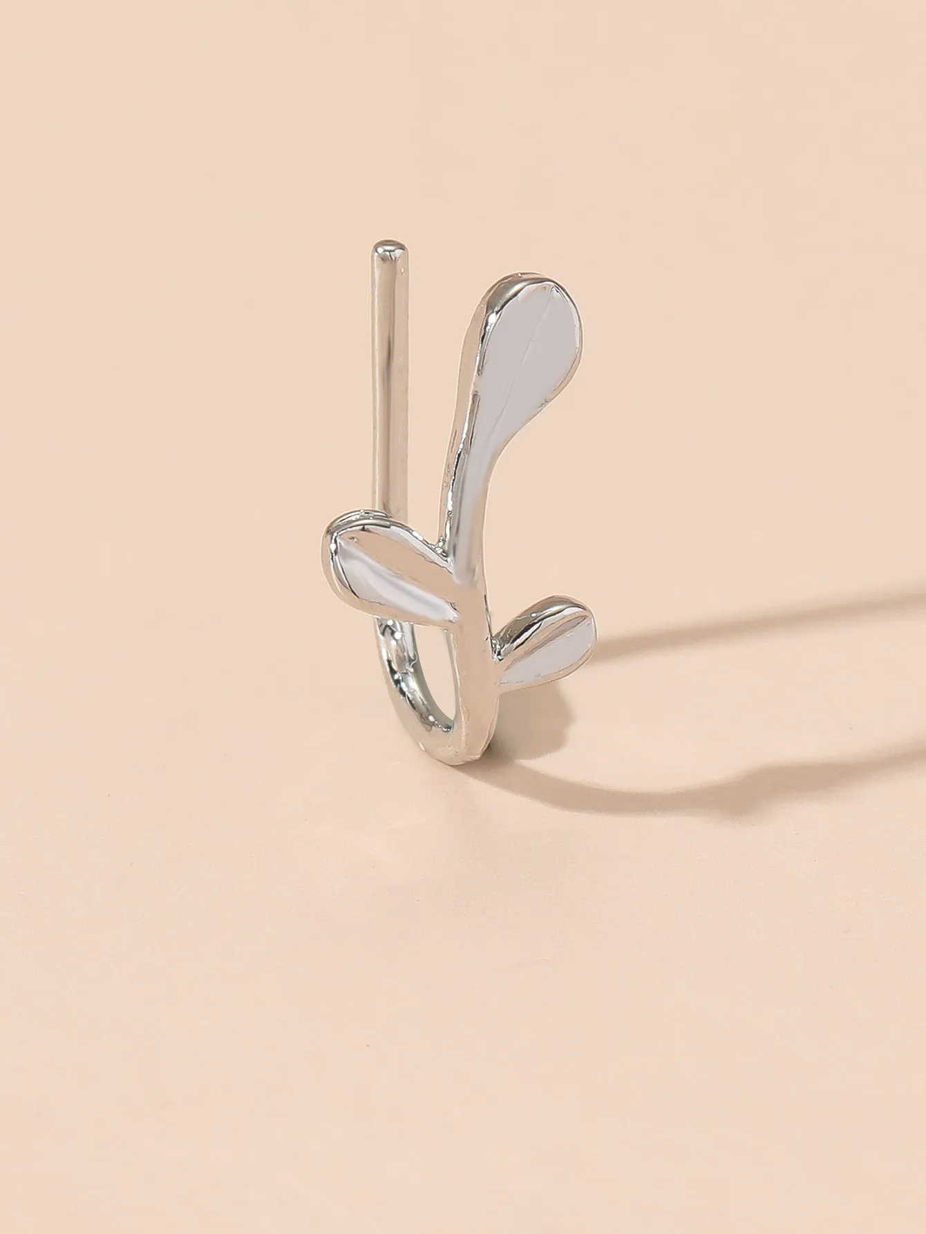 5pcs Leaf & Heart Decor Nose Cuff - Silver
