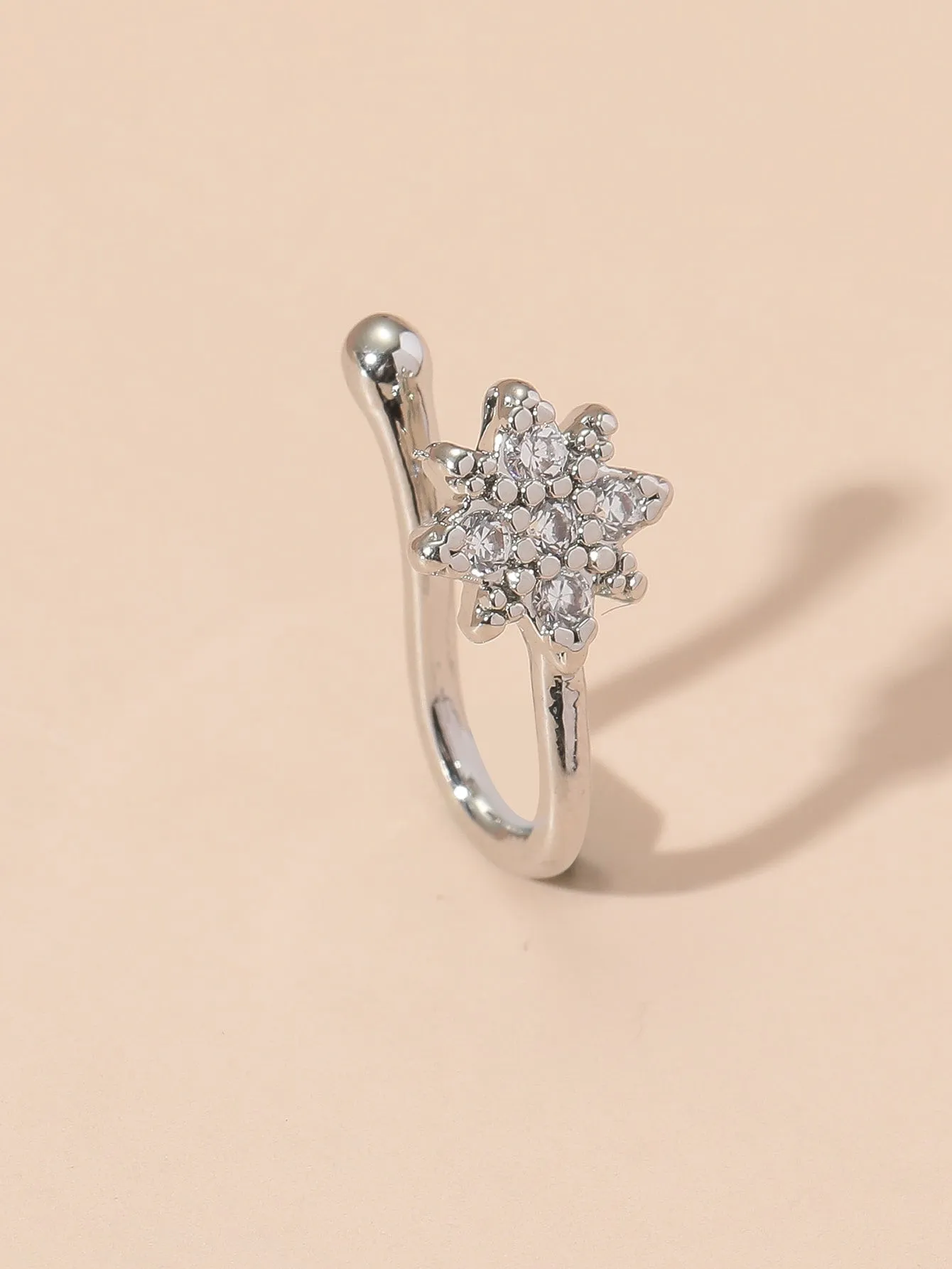 5pcs Leaf & Heart Decor Nose Cuff - Silver