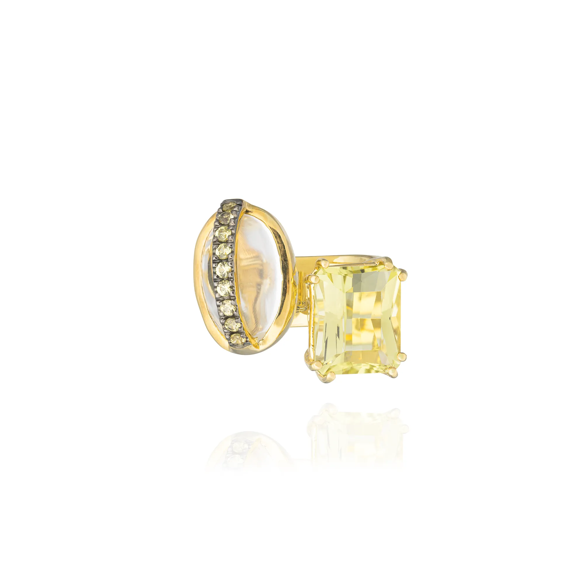 925 Silver Ring  18KT Yellow Gold Plated with Yellow Sapphire