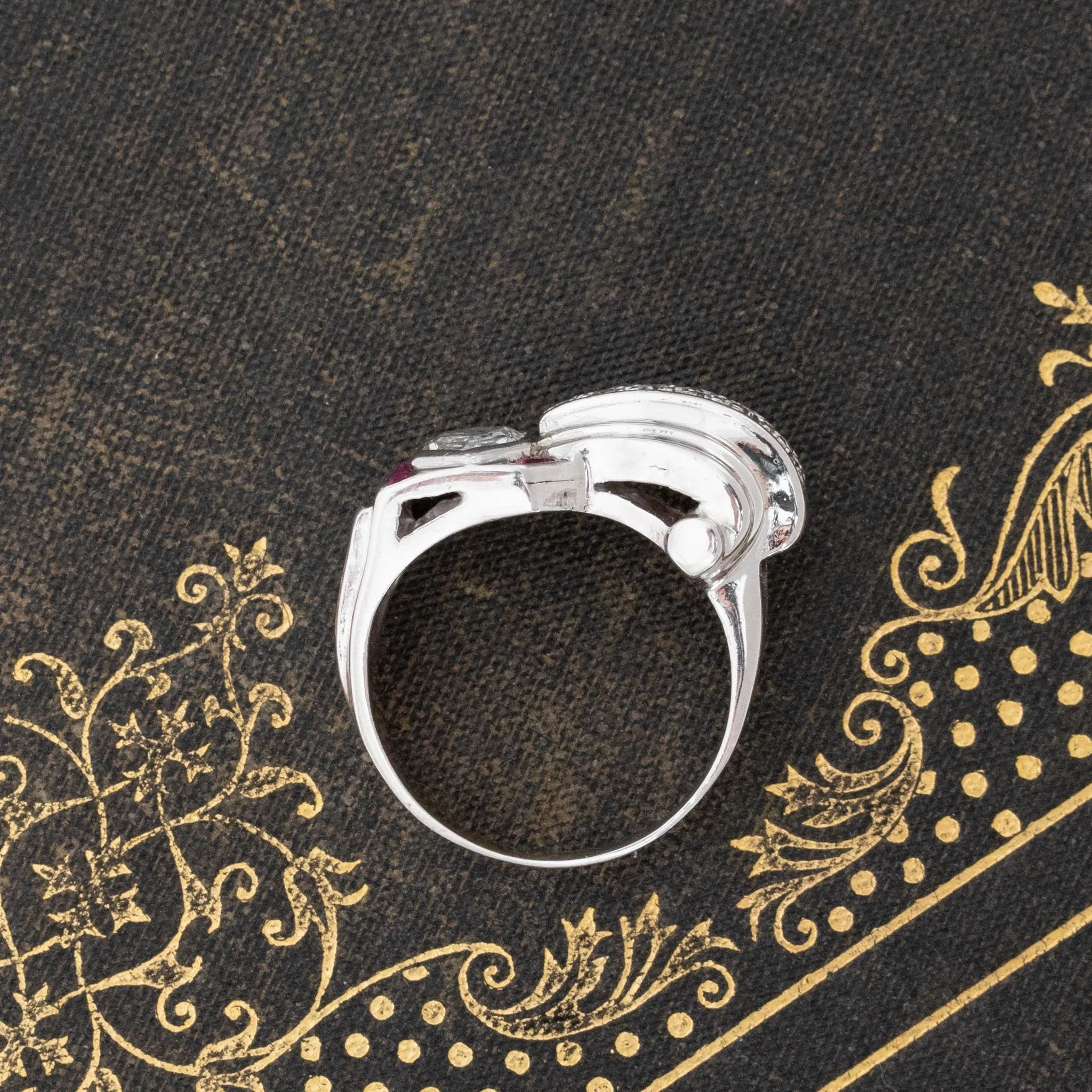 .95ctw Retro Revival Portrait Cut Diamond & Ruby Ring