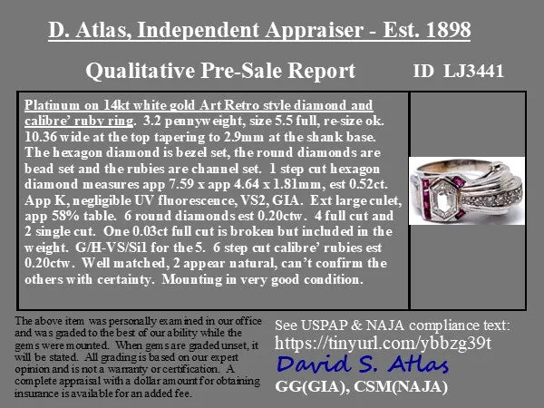 .95ctw Retro Revival Portrait Cut Diamond & Ruby Ring
