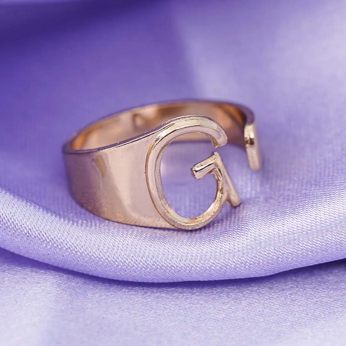 Alphabet G Gold Band Ring