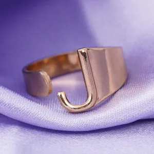 Alphabet J Gold Band Ring