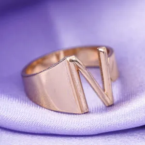 Alphabet N Gold Band Ring