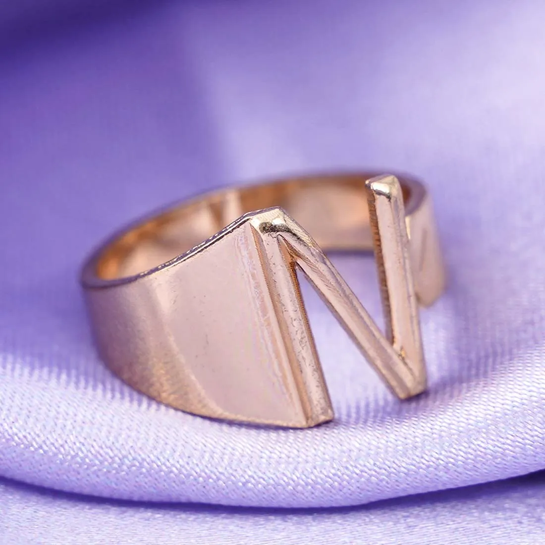 Alphabet N Gold Band Ring