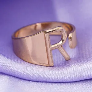 Alphabet R Gold Band Ring