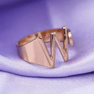Alphabet W Gold Band Ring