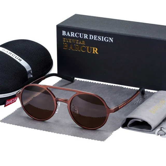 Aluminum Magnesium  Polarized Vintage Men Round Sunglasses