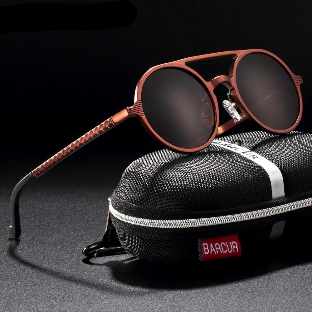 Aluminum Magnesium  Polarized Vintage Men Round Sunglasses