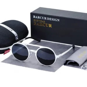 Aluminum Magnesium  Polarized Vintage Men Round Sunglasses