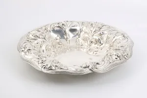 Alvin Vintage 925 Silver Leafy Flower Pattern Bowl (233.90g.)