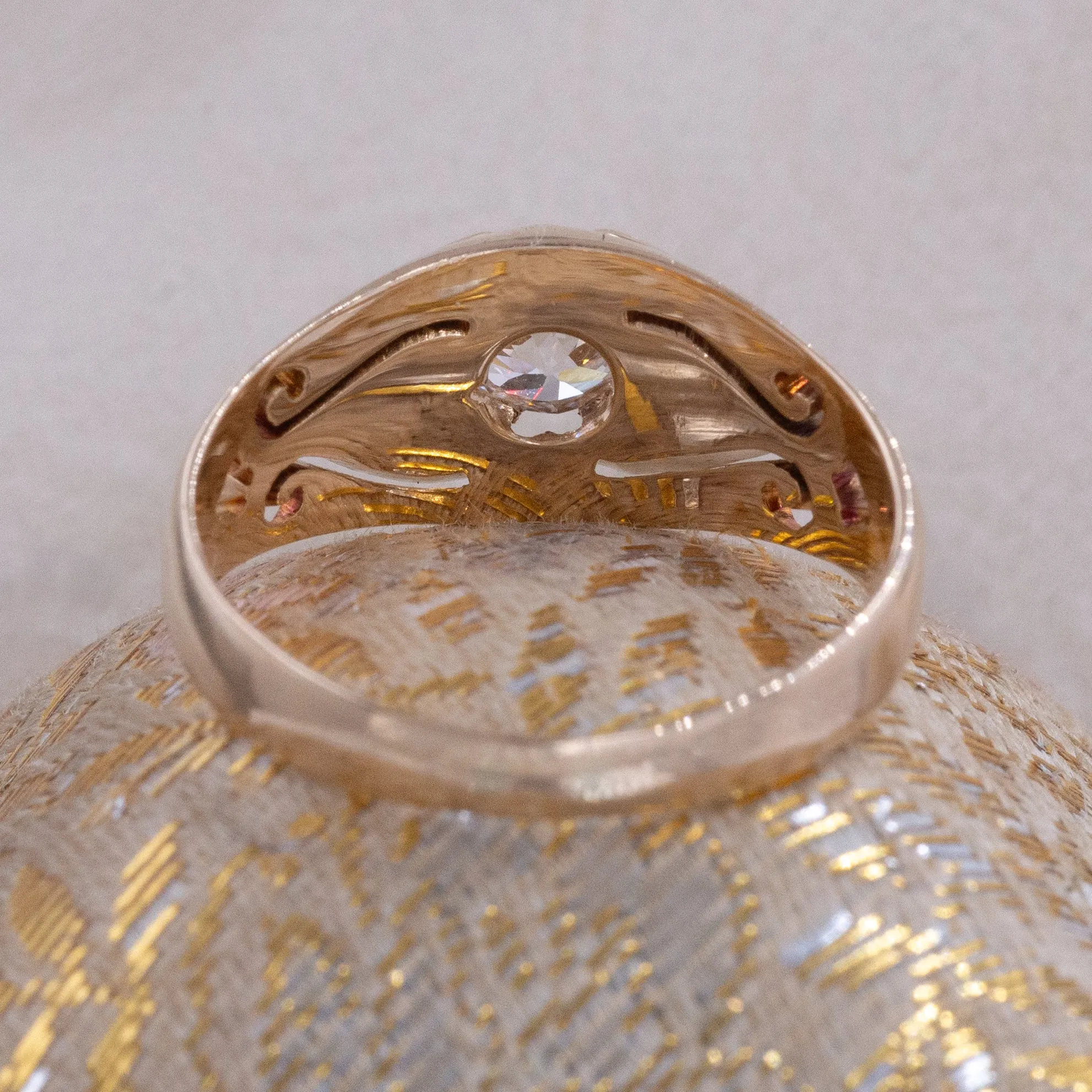 Antique Belcher Diamond Ring with Scrolls