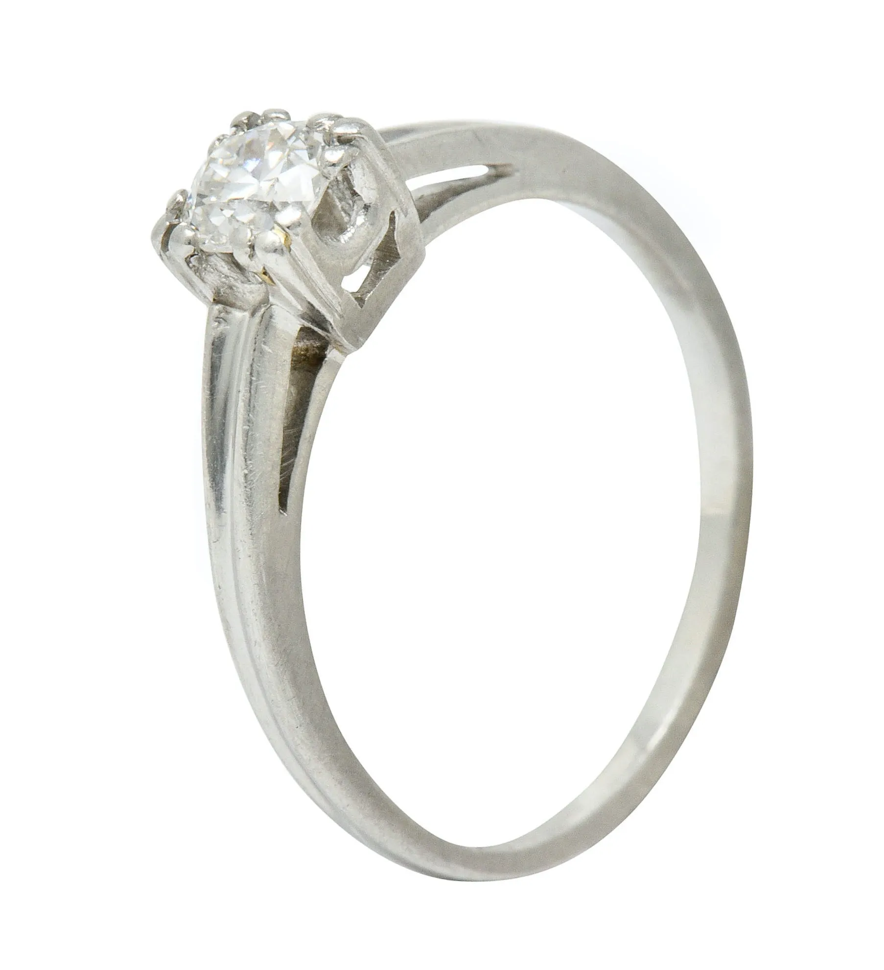 Art Deco 0.33 CTW Diamond Platinum Cathedral Basket Engagement Ring