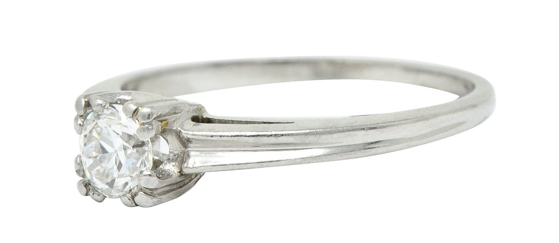 Art Deco 0.33 CTW Diamond Platinum Cathedral Basket Engagement Ring