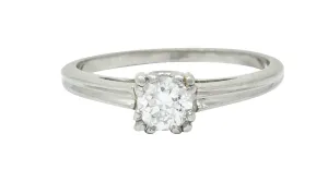Art Deco 0.33 CTW Diamond Platinum Cathedral Basket Engagement Ring