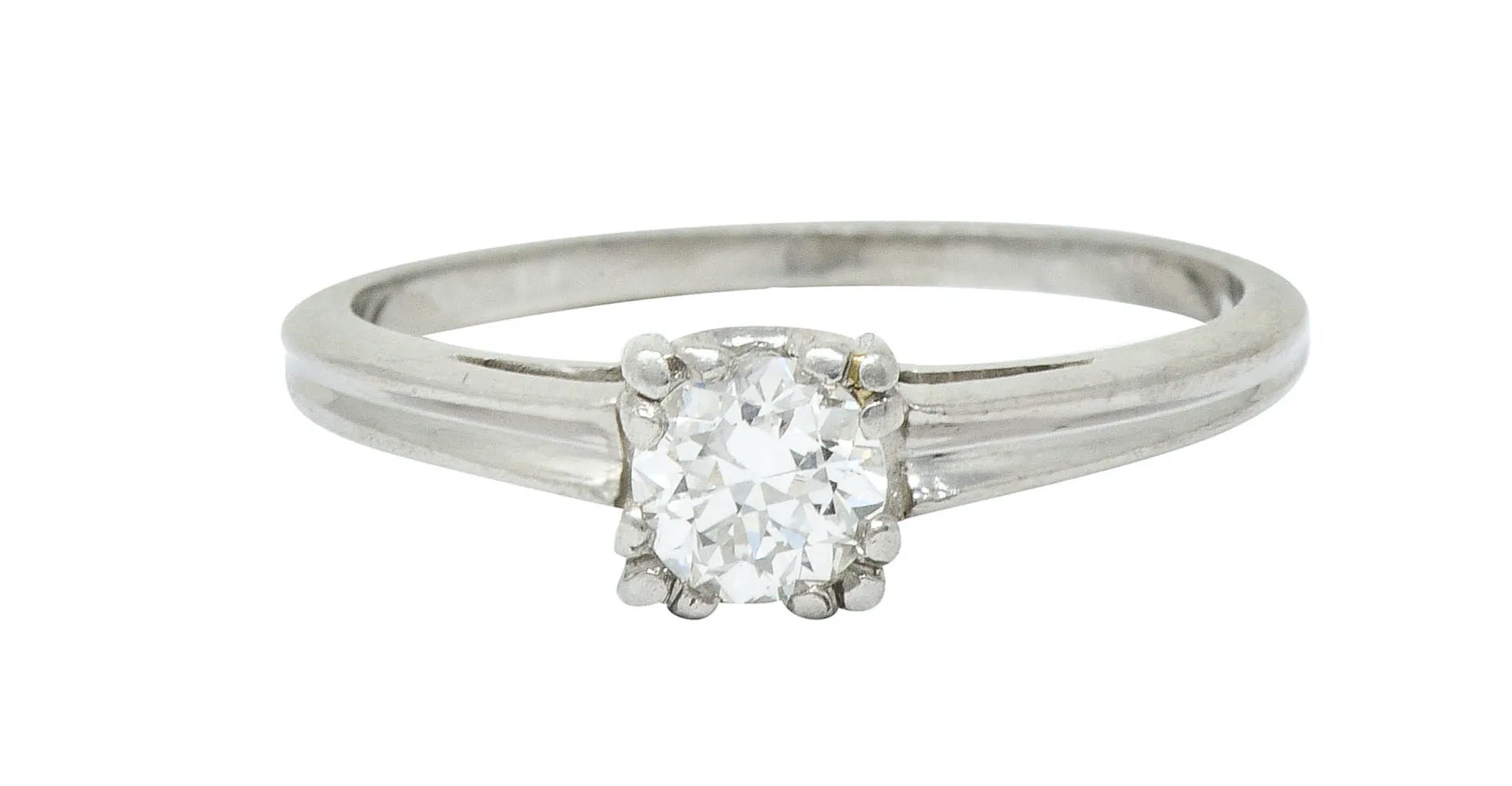 Art Deco 0.33 CTW Diamond Platinum Cathedral Basket Engagement Ring